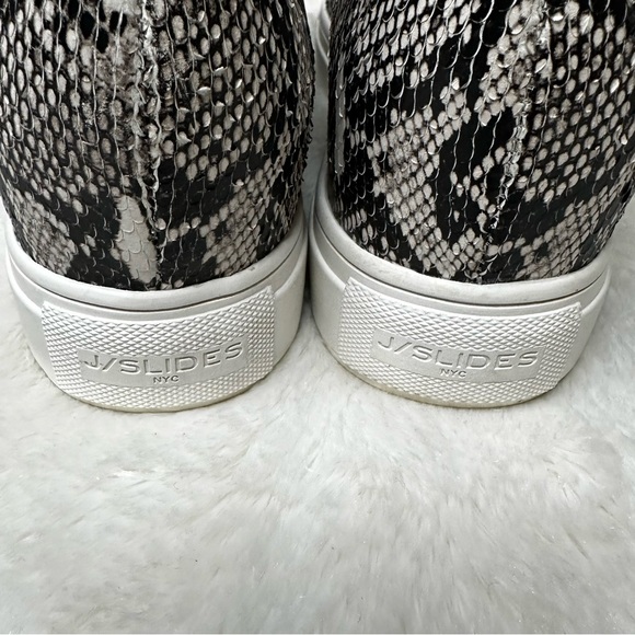 NWOB J Slides Snake Embossed Leather Wedge High Top Slip On Sneakers Women’s 8M - Picture 7 of 12